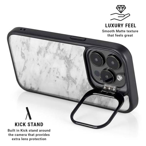 Silver Marble iPhone 16 Pro Kickstand Case